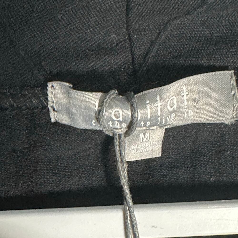 Habitat NWT Sz M Steady‎ Stream Cowl Pocket Tunic Top Linen Blend Black Crinkle - Picture 3 of 12